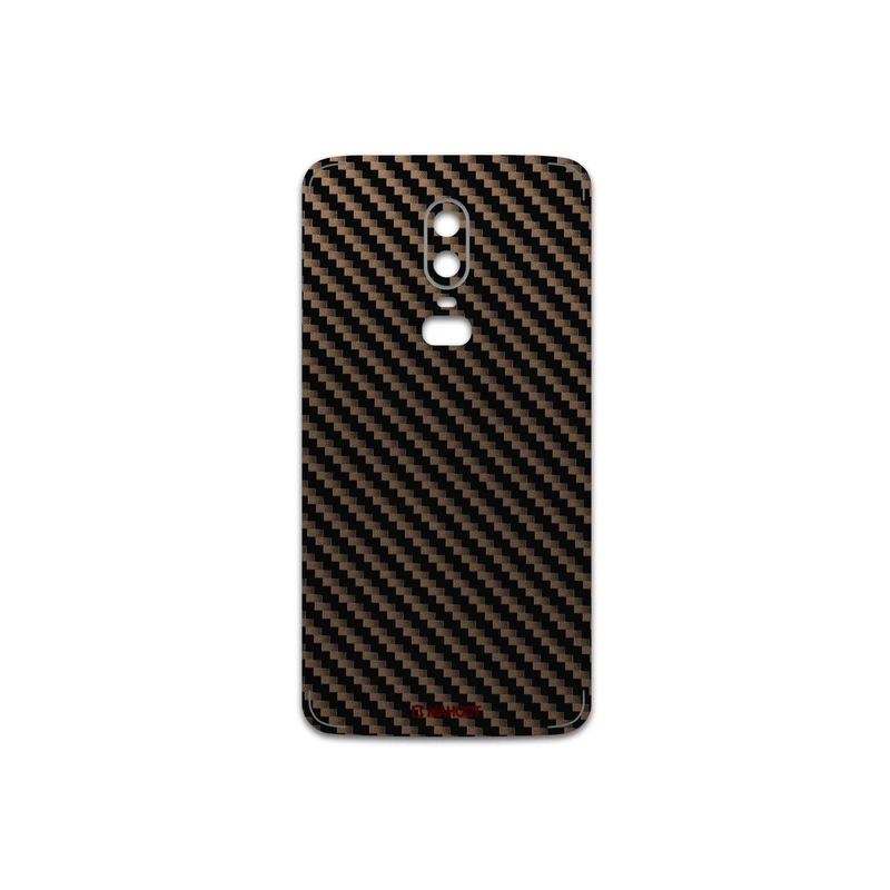 برچسب پوششی ماهوت مدل Glossy-Brown-Fiber مناسب برای گوشی موبایل وان پلاس 6