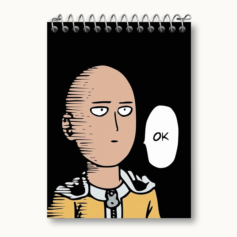 دفتر یادداشت 50 برگ خندالو مدل سایتاما انیمه مرد تک مشتی One Punch Man کد 10520