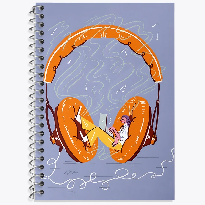 دفتر زبان 50 برگ خندالو مدل سه خط طرح موزیک کد N5669