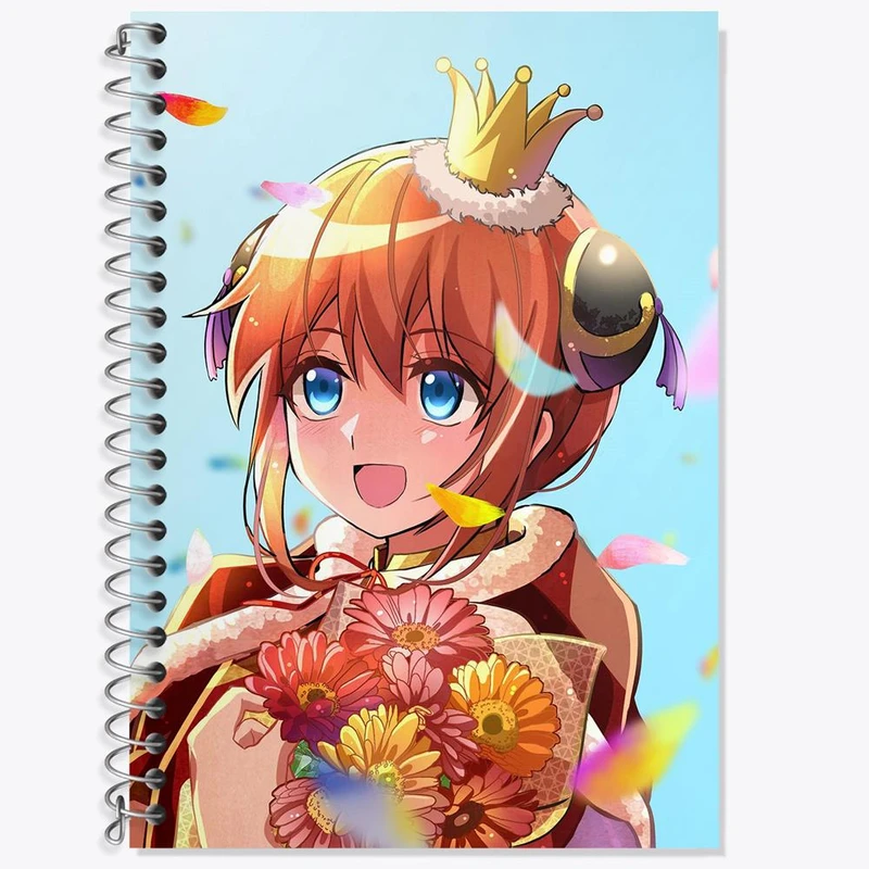 دفتر زبان 50 برگ خندالو مدل دو خط طرح کاگویا انیمه گینتاما کد 12966