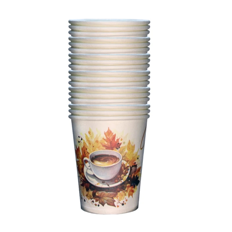 لیوان یکبار مصرف مدل کاغذی پاییزی کد V220 مجموعه 25 عددی