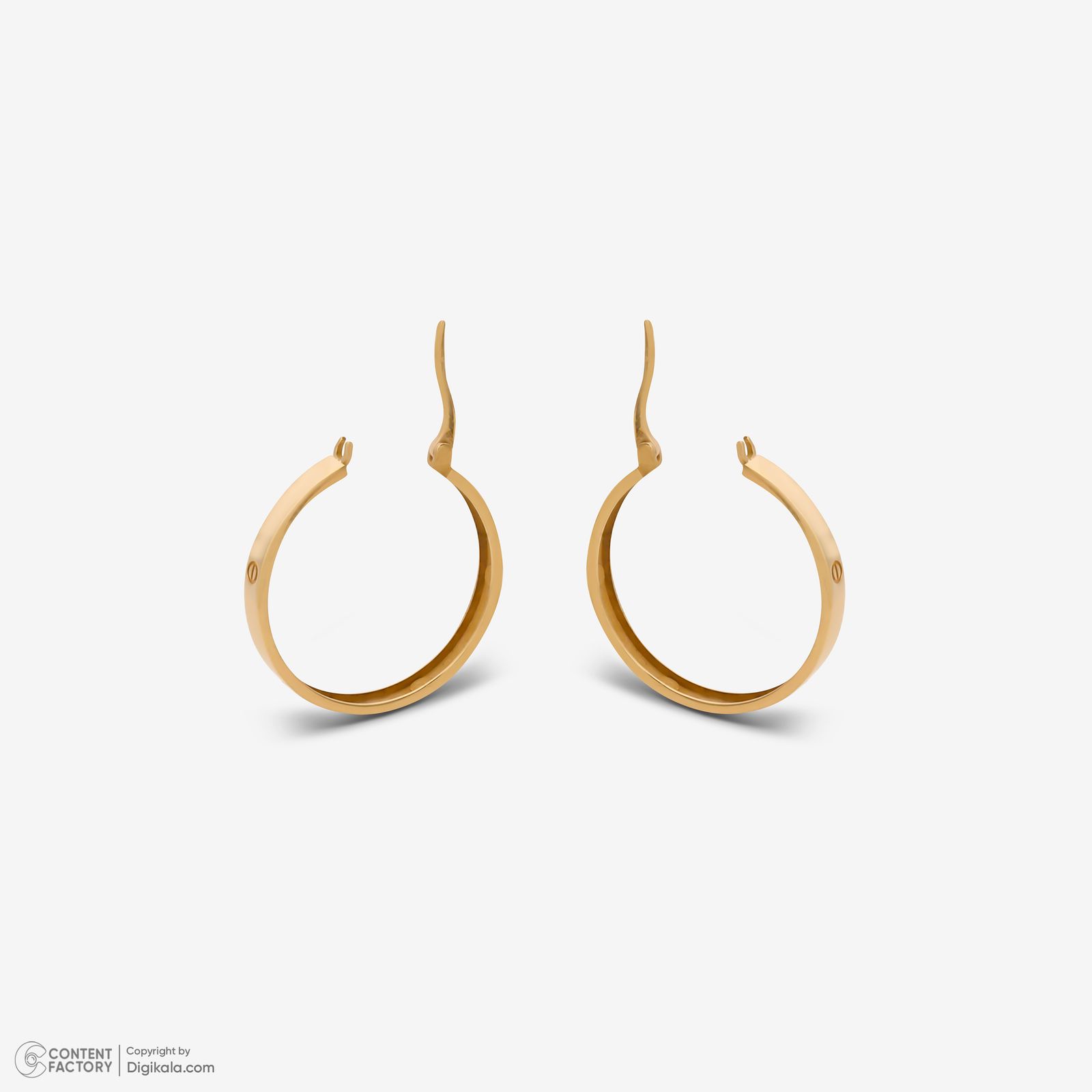گوشواره حلقه‌ای طلا 18 عیار زنانه با طرح کارتیه لاو گلدم مدل E244001 -  - 3
