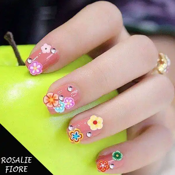 تزیین ناخن رزالی فیوره مدل ایموجی و میوه و گل مجموعه 3 عددی