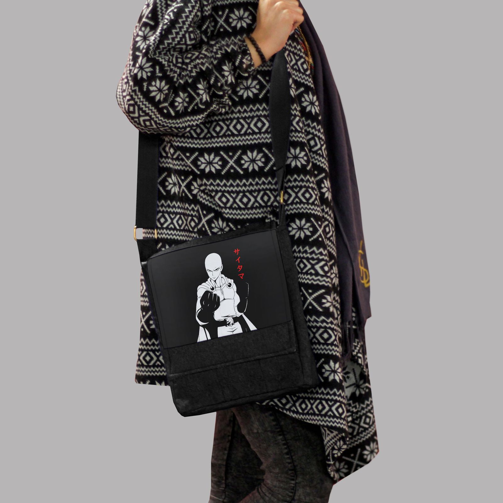 کیف رودوشی چی چاپ مدل انیمه وان پانچ من کد Saitama 65280 - - 5