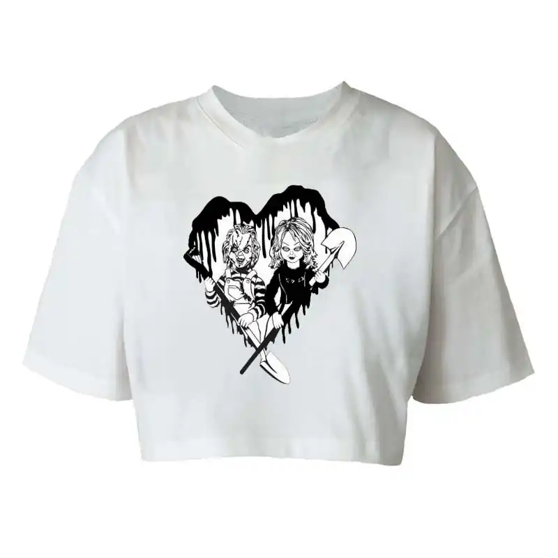 کراپ‌تاپ آستین کوتاه زنانه مدل c317 طرح هالوین