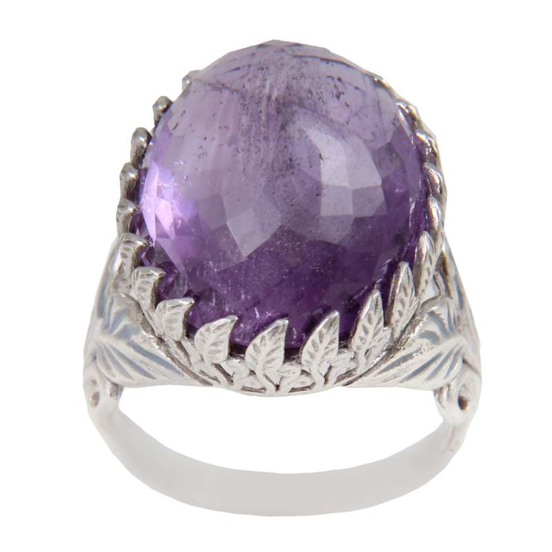 انگشتر نقره مردانه بازرگانی میلادی مدل سنگ امیتیست رکاب دست ساز کد AM_1864