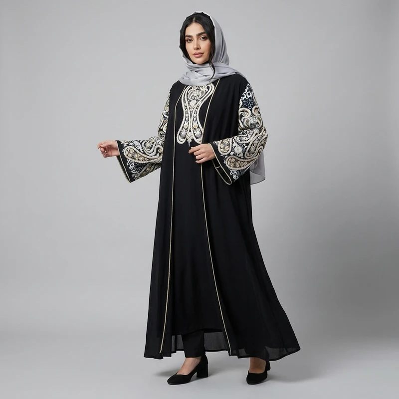 مانتو زنانه مدل عبایی مجلسی کد 323