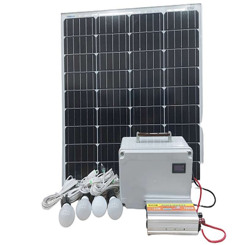 سیستم روشنایی و پاوربانک خورشیدی مدل SLPB-60W-AC1000 ظرفیت 350 وات ساعت
