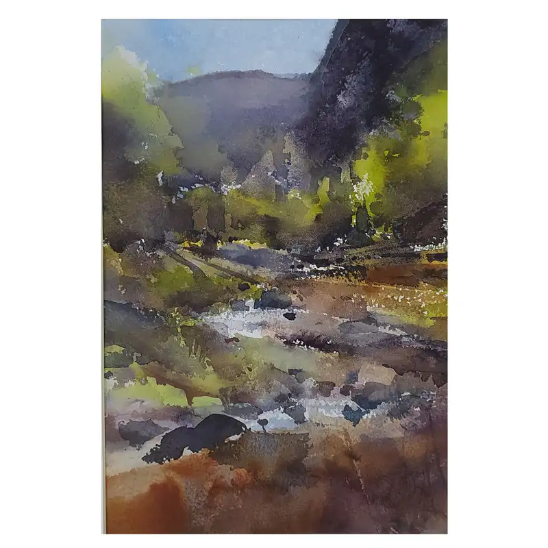 نقاشی آبرنگ طرح کوهستان کد 12