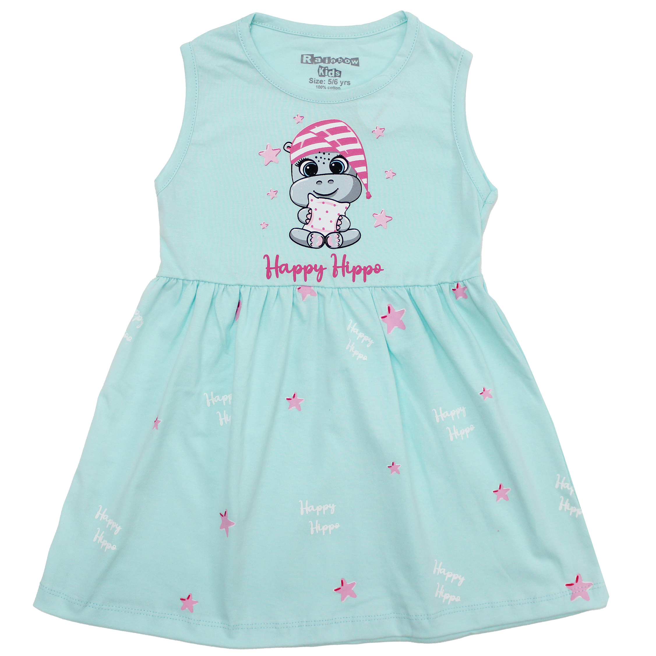 پیراهن دخترانه مدل HAPPY456 رنگ آبی