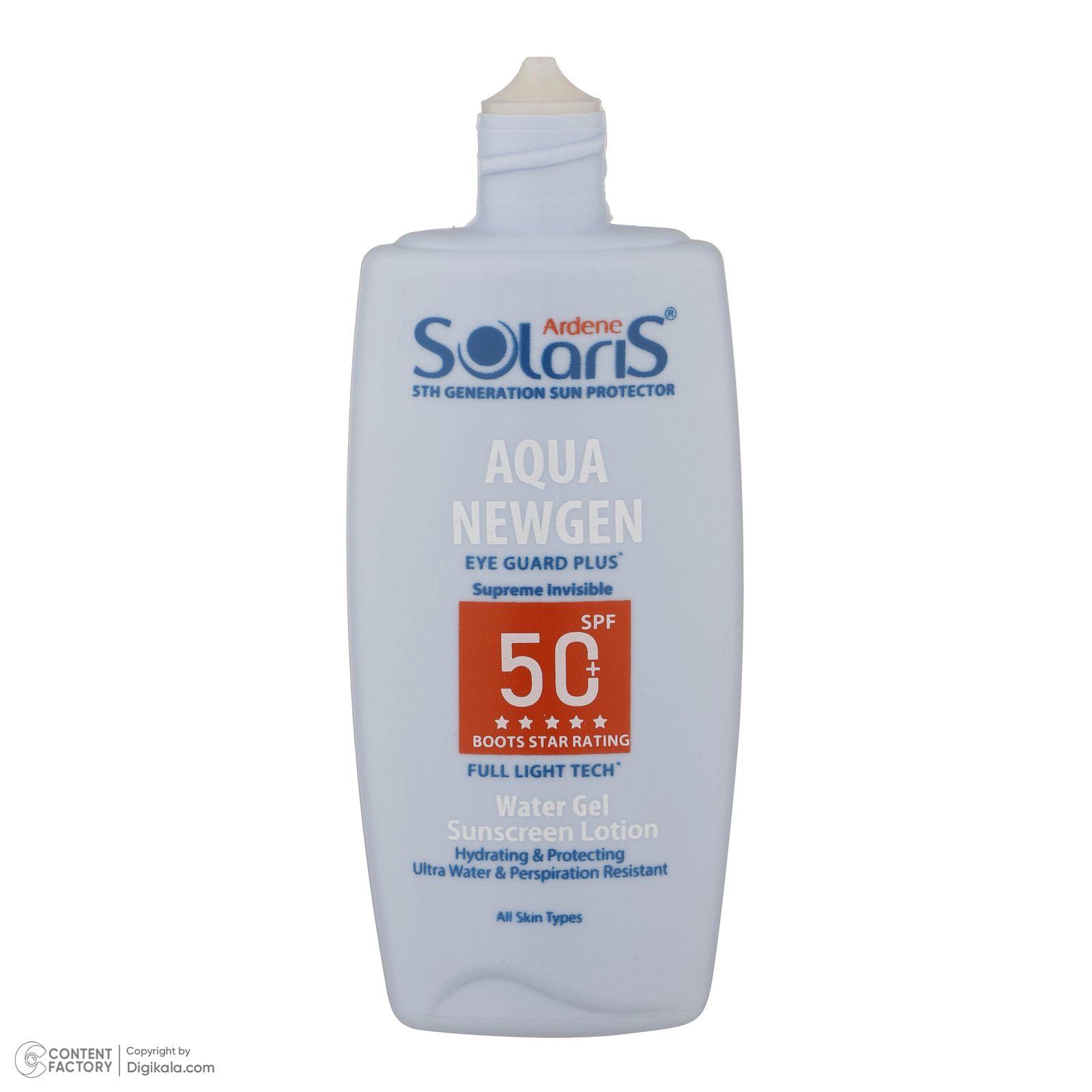 لوسیون ضد آفتاب بدون رنگ آردن سولاریس SPF50 مدل AQUA NEWGEN محافظ UVA ،UVB، ضد آب، مناسب انواع پوست حجم 100 میلی‌لیتر -  - 4