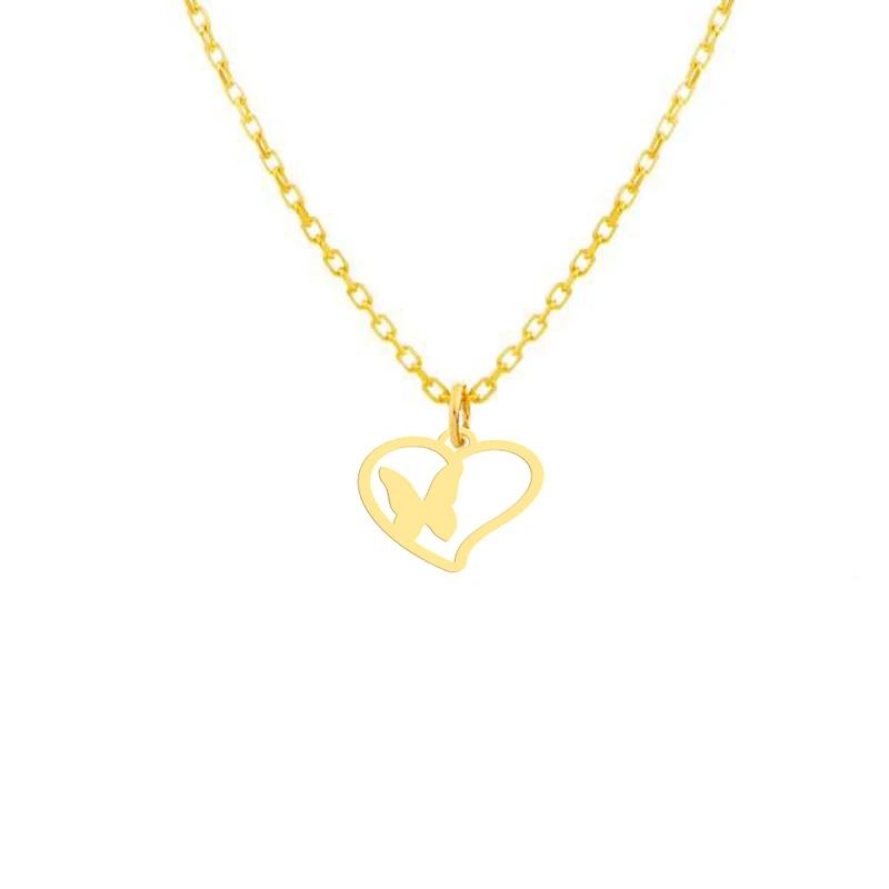 گردنبند هایکا طرح قلب و پروانه مدل s.ha2-58