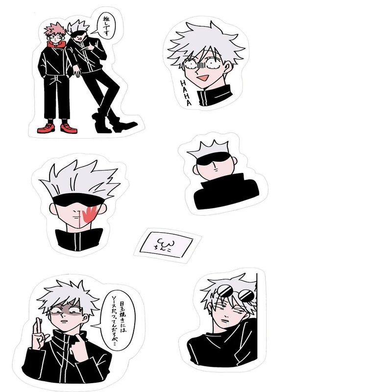 استیکر لپ تاپ و موبایل گوفی طرح انیمه جوجوتسو مدل gojo saturo مجموعه 6 عددی 