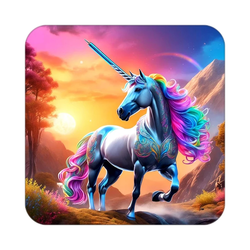 زیر لیوانی کاکتی طرح اسب تک شاخ و یونیکورن مدل mp31860