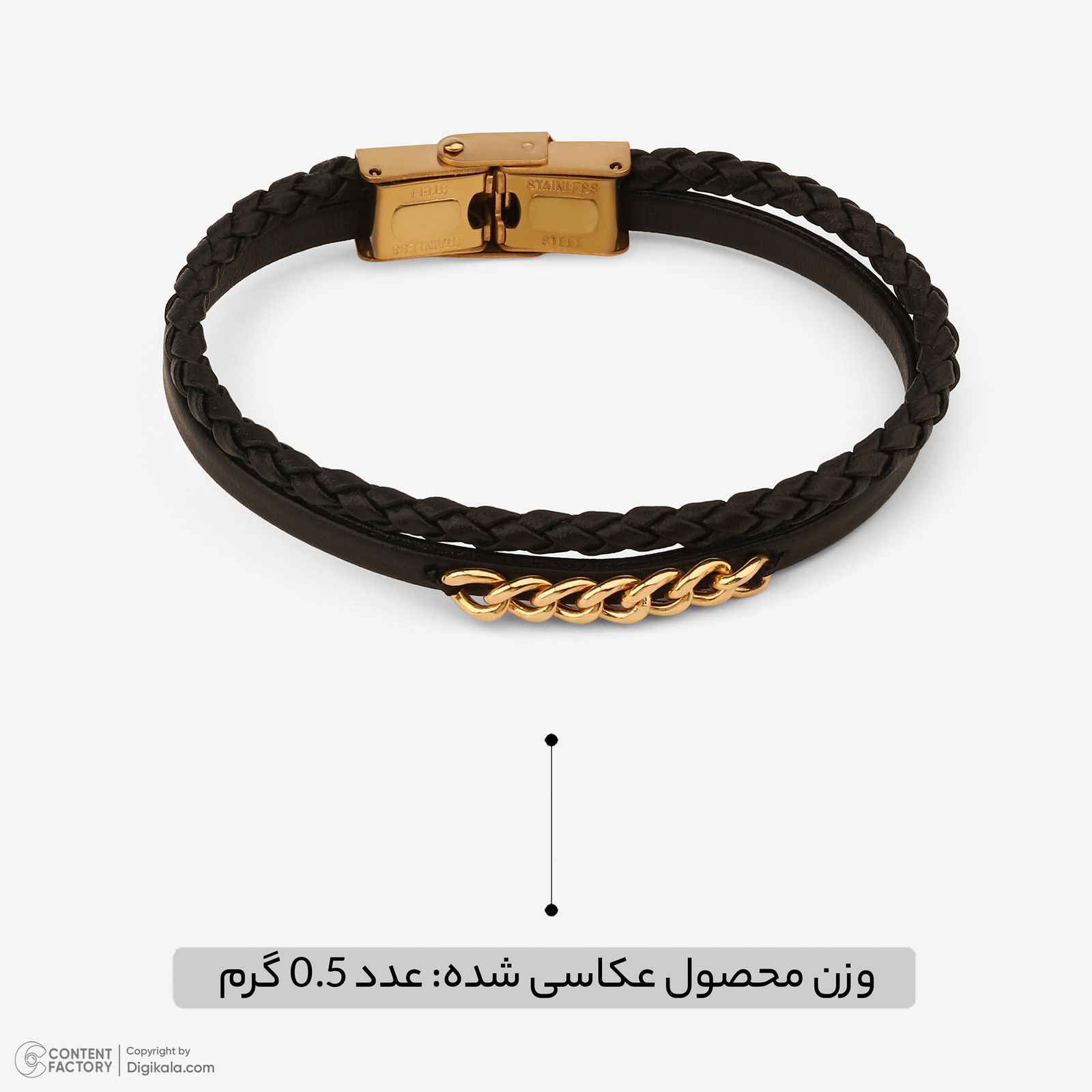 دستبند طلا 18 عیار زنانه با بند چرمی وی گالری مدل کارتیه کد LBB6060 -  - 8