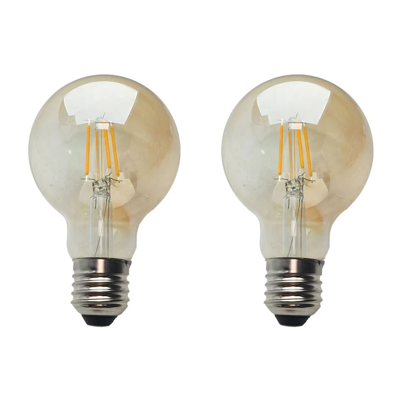 لامپ فیلامنتی ال ای دی 4 وات مدل G80 پایه E27 بسته 2 عددی