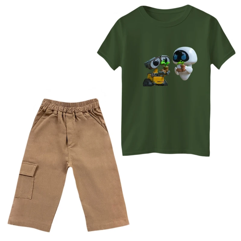 ست تی‌شرت و شلوارک پسرانه مدل والی و ربات