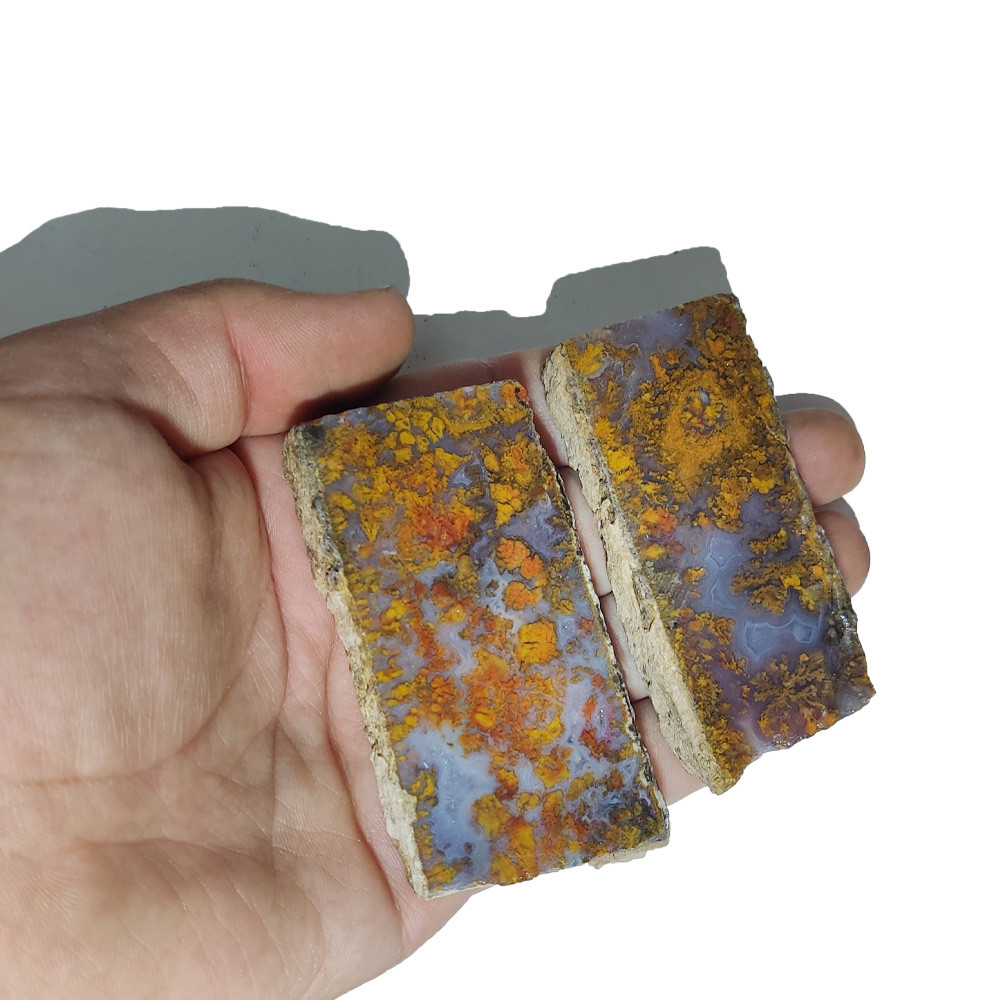 سنگ راف عقیق مدل شجر منظره  کد K 780 مجموعه 2 عددی