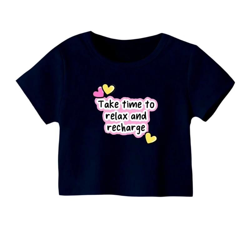 کراپ‌ تی‌شرت آستین کوتاه زنانه مدل زمان بده