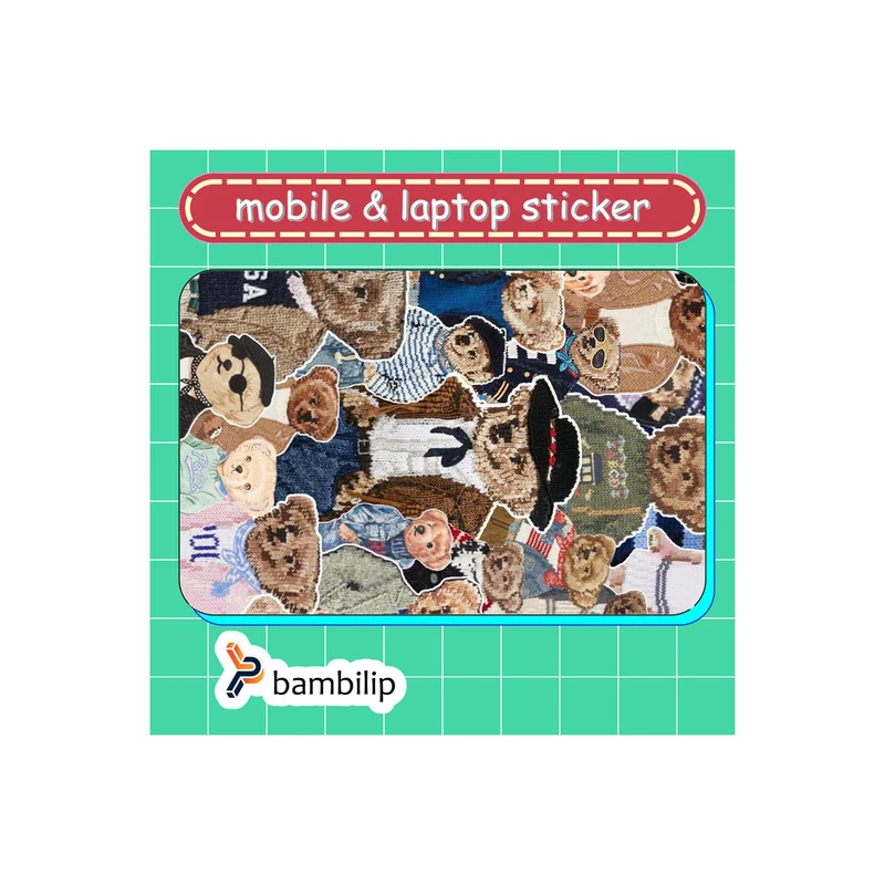 استیکر بامبیلیپ مدل کارت عابر طرح پترن خرس های خوشتیپ کد 5314448