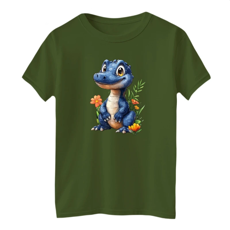 تی شرت آستین کوتاه بچگانه مدل دایناسور و گل