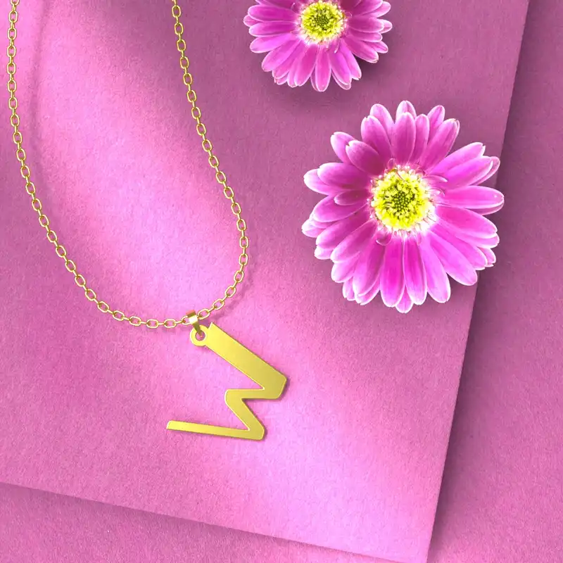 گردنبند طلا 18 عیار زنانه مدوپد مدل حرف W کد H3-1-1257