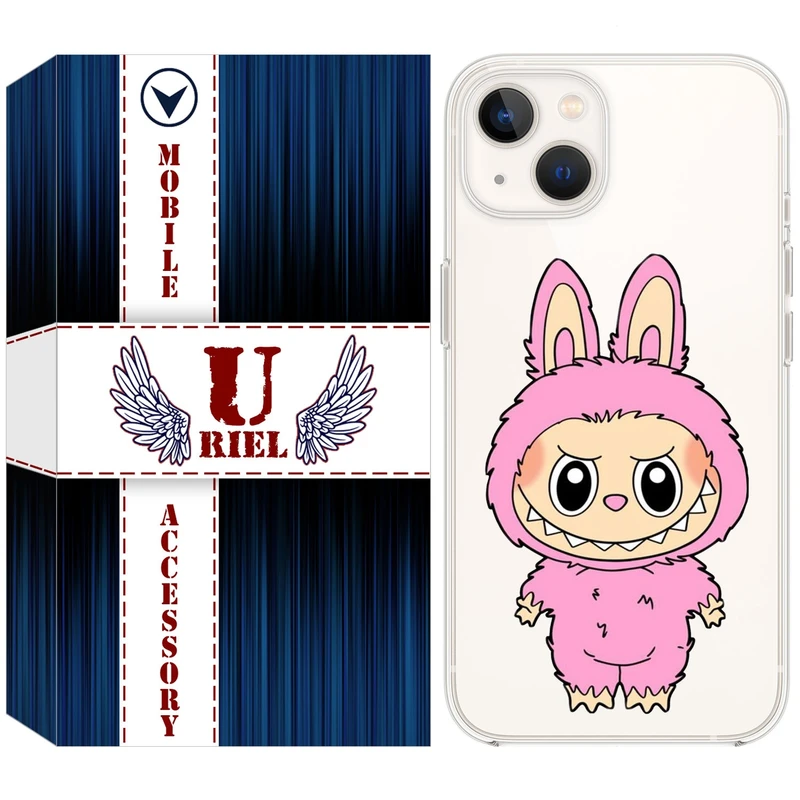 کاور یوریل قاب مدل Clear کد 129 طرح لبوبو Labubu مناسب برای گوشی موبایل اپل iPhone 13 mini