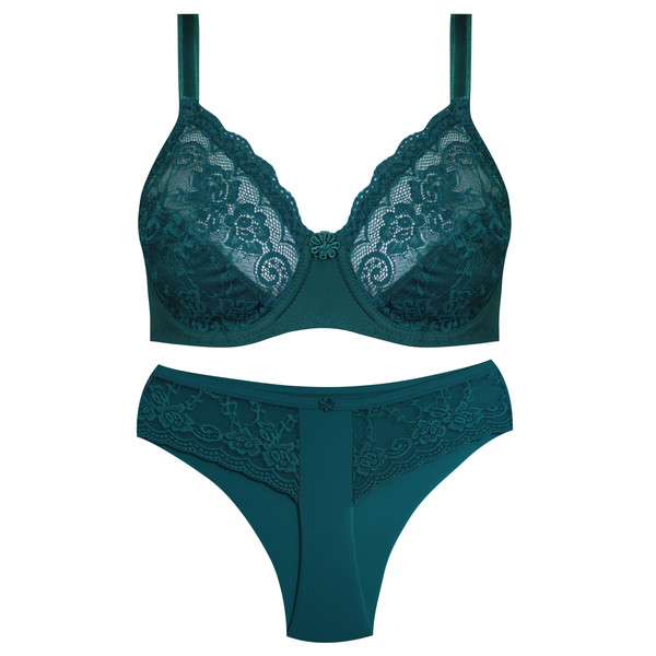 ست شورت و سوتین زنانه پانیذ مدل فنردار گیپور گلدار کد 9013