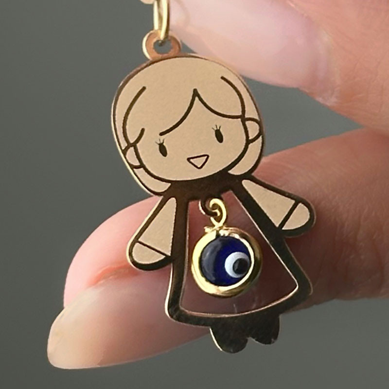 آویز گردنبند طلا 18 عیار دخترانه گالری رحمانی مدل چشم نظر طرح دختر آویز گردنبند طلا 18 عیار دخترانه گالری رحمانی مدل چشم نظر طرح دختر