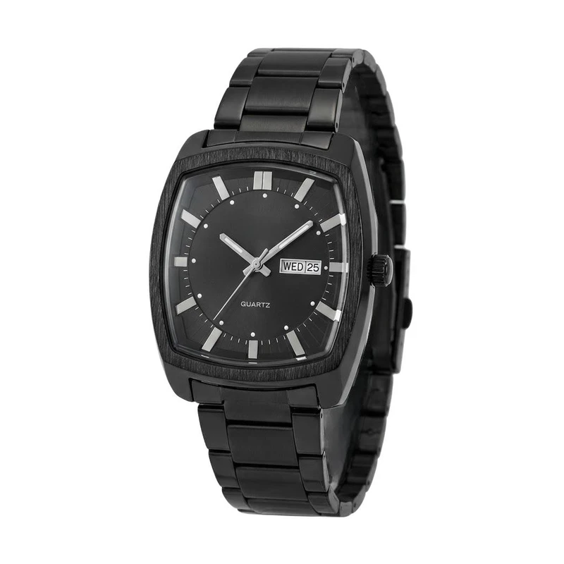 ساعت مچی عقربه‌ای کوارتز مردانه مدل دو تقویم دی دیت صفحه مربعی کد 101