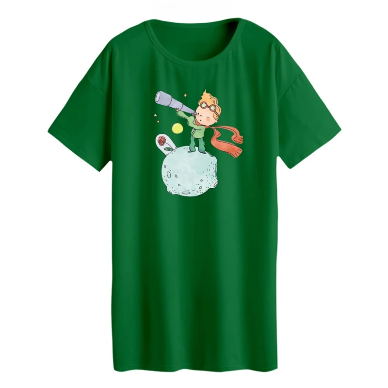 تی شرت لانگ آستین کوتاه زنانه مدل شازده کوچولو و تلسکوپ