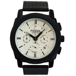 ساعت مچی عقربه‌ای مردانه فسیل مدل بندحصیری کرنوگراف سه موتور فعال قاب فلزی کد 52