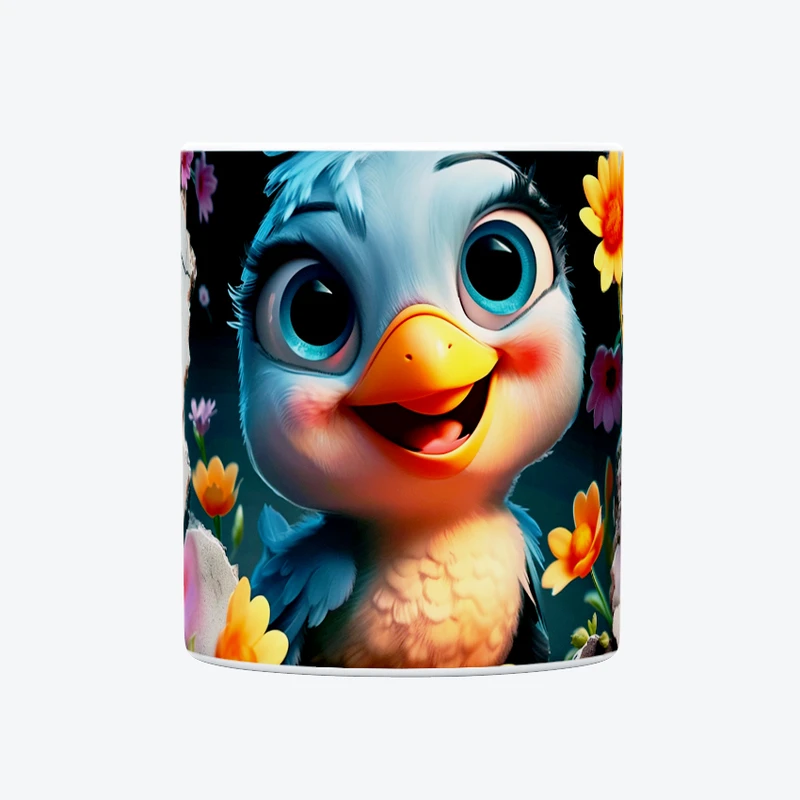 ماگ حس آمیزی طرح سه بعدی دیوار مدل جوجه نوک طلایی کیوت