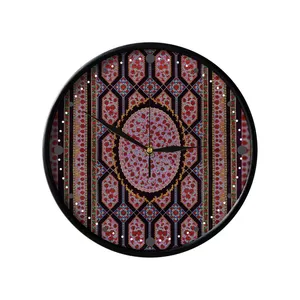 ساعت دیواری مدوپد طرح فرش قم حصیری گل رزی مدل C-Ghom059