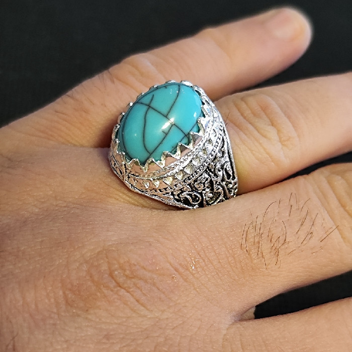 انگشتر مردانه مدل سنگ فیروزه کد Firoozeh72