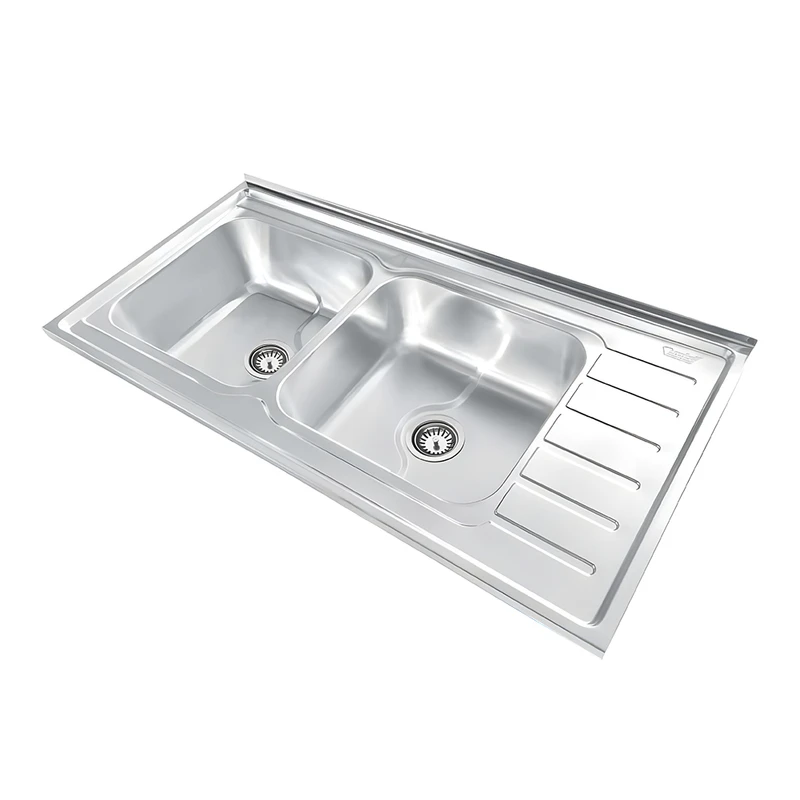 سینک ظرفشویی استیل روکار دو لگنه نگین الماس مدل SA110