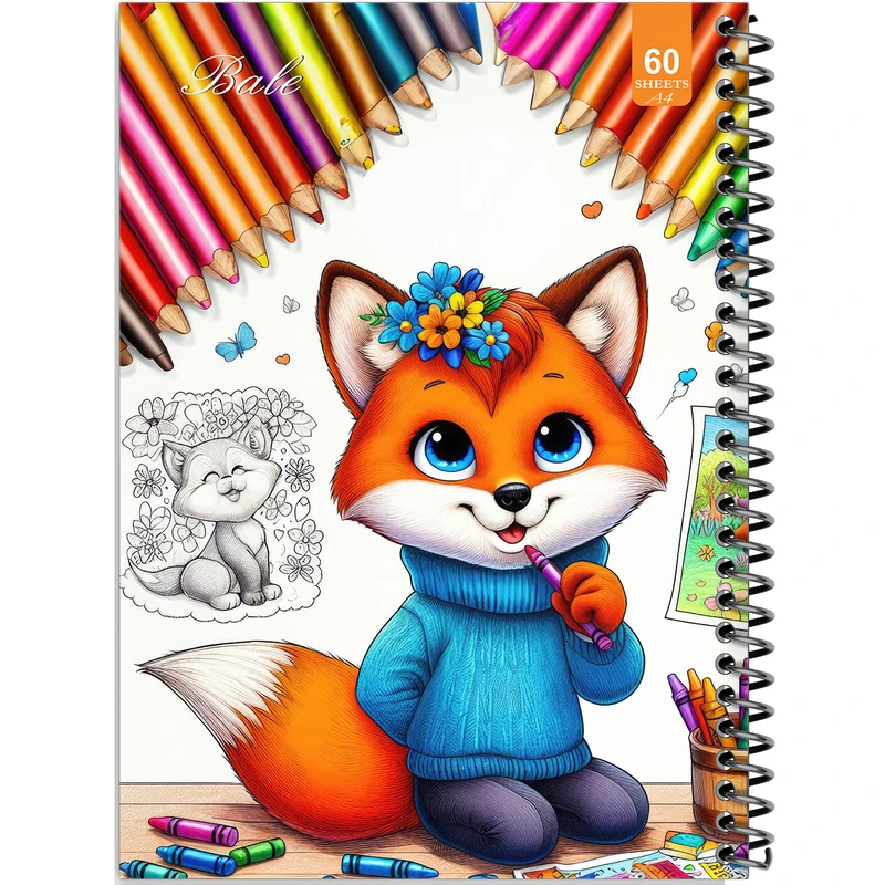 دفتر نقاشی 60 برگ انتشارات بله طرح فانتزی روباه نقاش کد A4-O117
