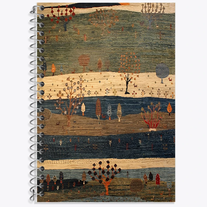 دفتر زبان 50 برگ خندالو مدل سه خط طرح پترن فرش کد F6375