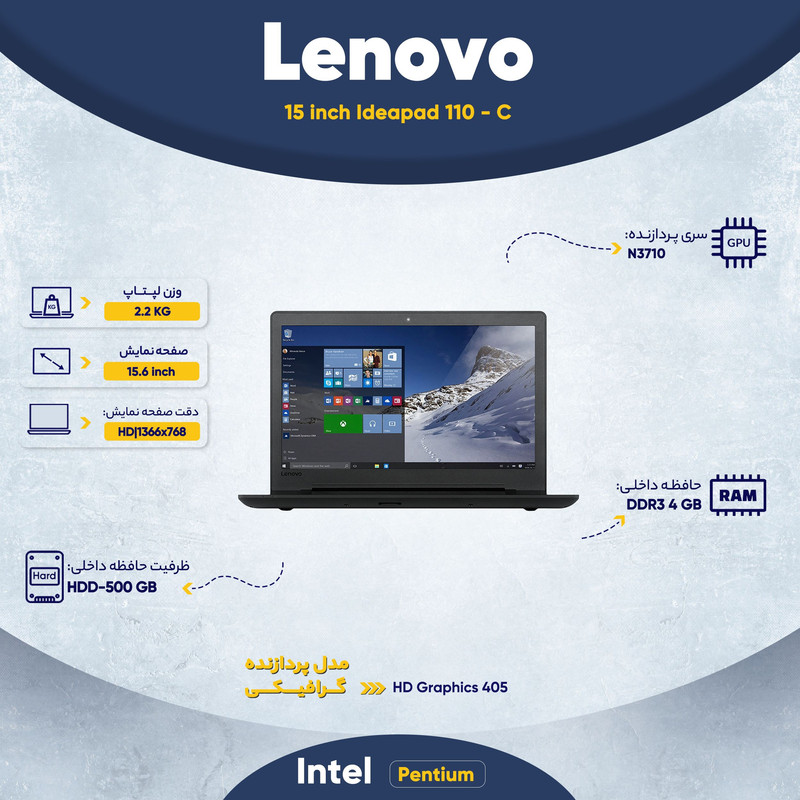 لپ تاپ 15 اینچی لنوو مدل Ideapad 110 - C