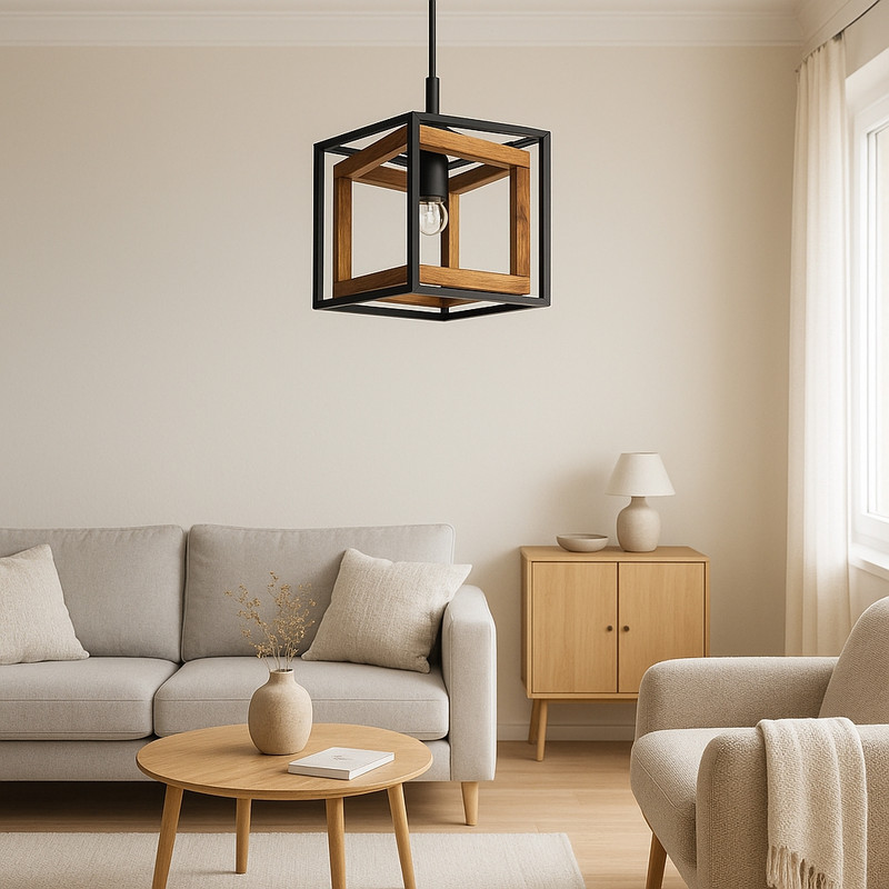 لوستر 1 شعله شاهان تک مدل wood10