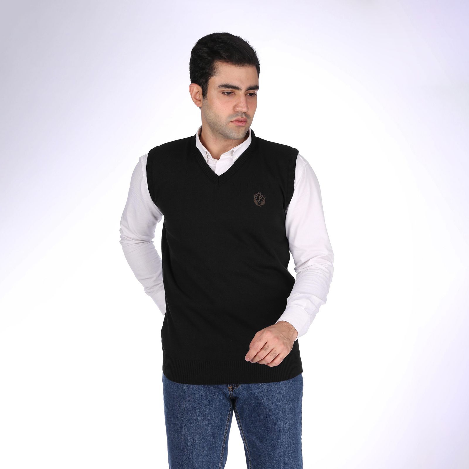 ژیله مردانه تریکو پاییزان مدل J700 رنگ مشکی -  - 2