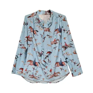 بلوز آستین بلند زنانه مدل کرپ فلور کرواتی کد ۴