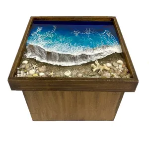جعبه هدیه چوبی مدل آبستره دریا