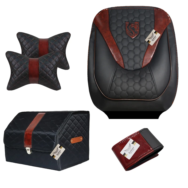 روکش صندلی خودرو سوشیانت مدل ENZO مناسب برای پژو پارس به همراه پشت گردنی و باکس صندوق و دورفرمان  