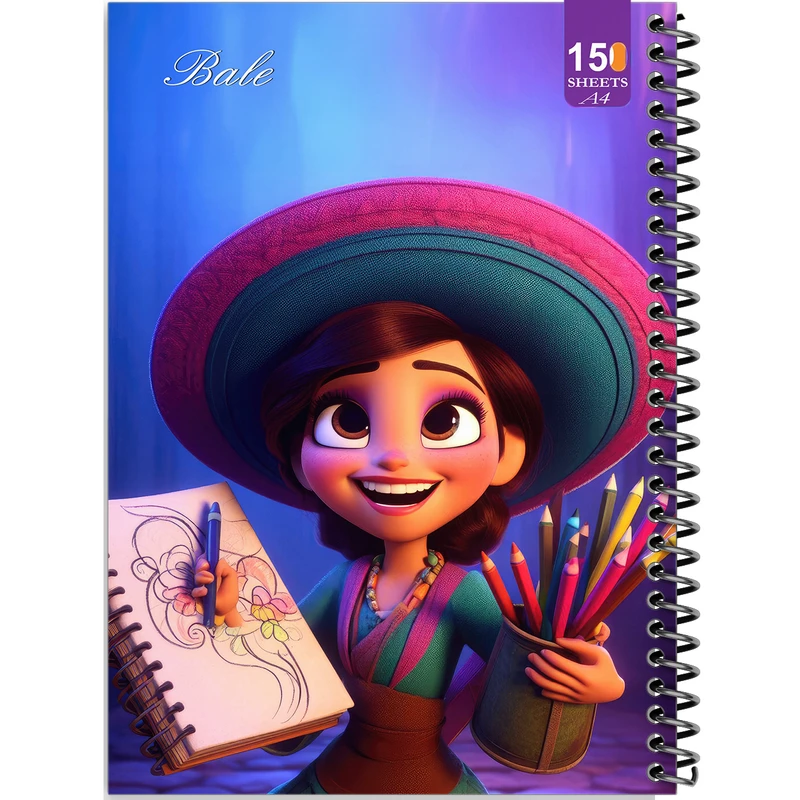 دفتر نقاشی 150 برگ  انتشارات بله مدل رحلی طرح فانتزی دخترانه کد A4-P42