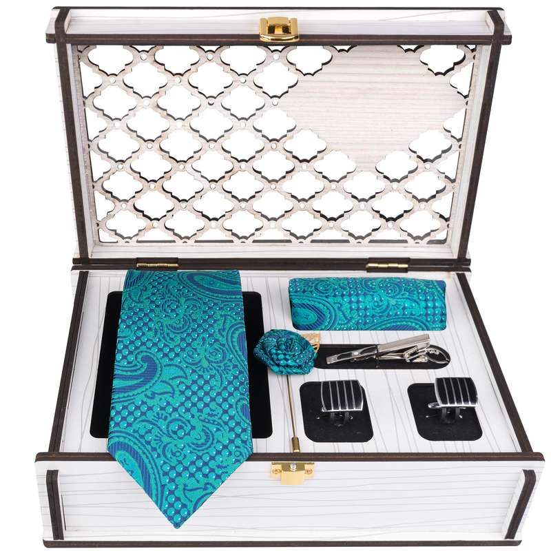 ست کراوات و دستمال جیب و دکمه سردست مردانه جیان فرانکو روسی مدل GF-PA741RE-BOX 