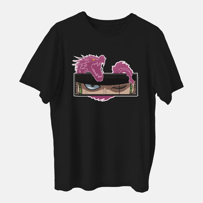 تی شرت آستین کوتاه مردانه مدل انیمه وان پیس طرح زورو و اژدها anm436