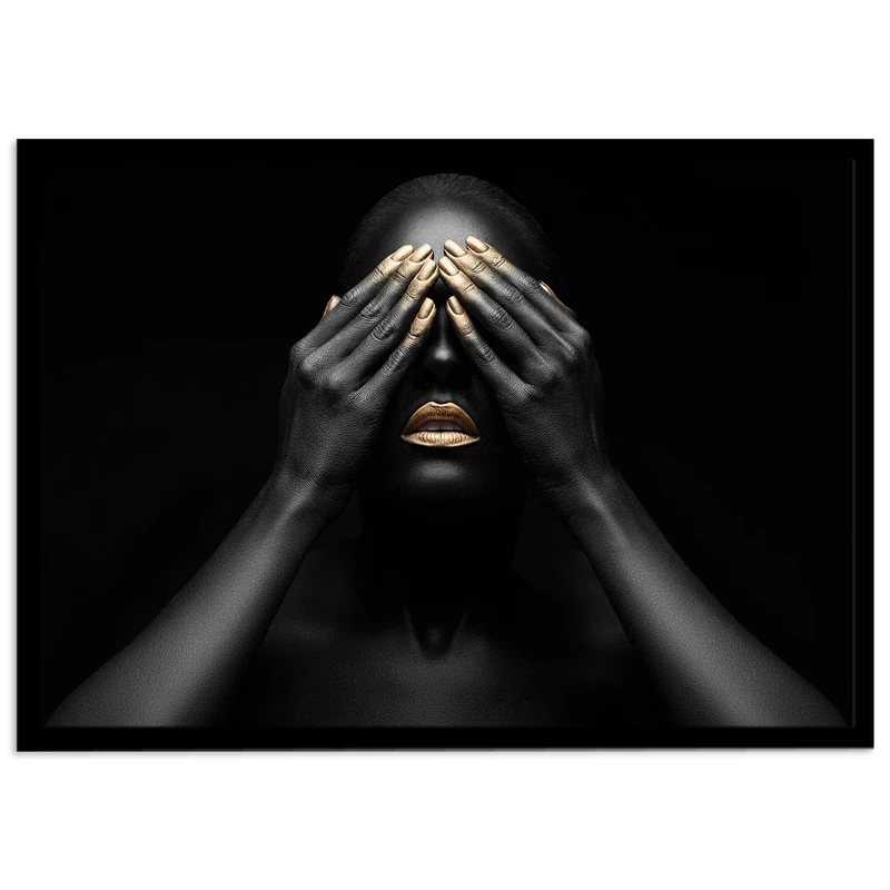 تابلو بکلیت طرح چهره ژستیک طلایی مشکی مدل B-s2310