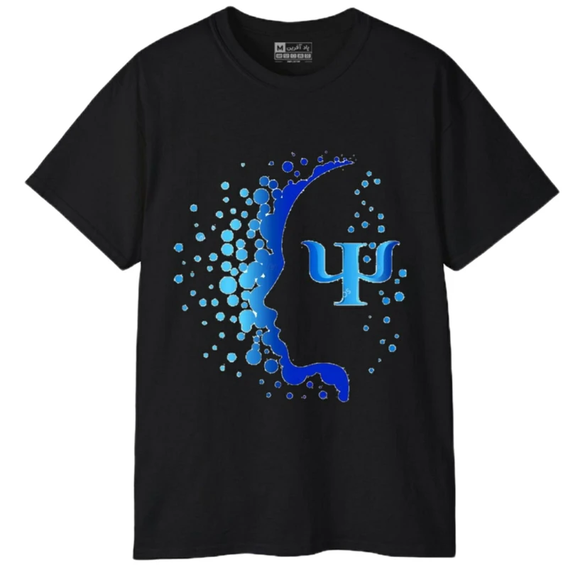 تی‌شرت آستین کوتاه مردانه پاد آفرین مدل روانشناسی کد 519 رنگ مشکی