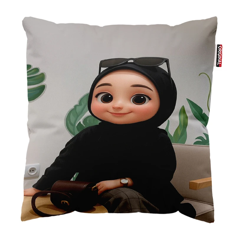 کوسن پاد آفرین مدل دختر محجبه کد11 سایز 30*30 سانتی‌متر